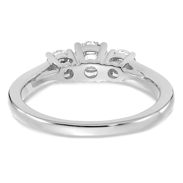 14k White Gold 34 Ct Lab Grown Diamond VSSI G Round Three Stone Engagement Ring Goldia Rings