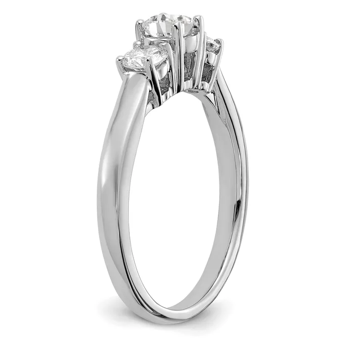 14k White Gold 34 Ct Lab Grown Diamond VSSI G Round Three Stone Engagement Ring Goldia Rings