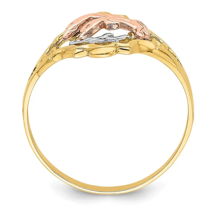 14K Yellow and Rose Gold WRhodium Double Dolphin Ring Goldia Rings