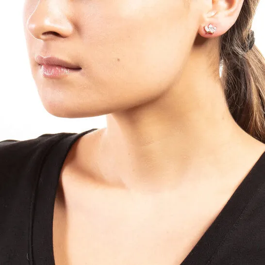 Earrings Original Elegant Confetti Womens 18K Rose Gold Plated CZ Simulated Diamond Lotus Stud Earrings JMS always Earrings Original Elegant Confetti Womens 18K Rose Gold Plated CZ Simulated Diamond Lotus Stud Earrings JMS always