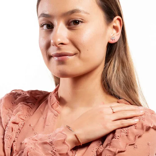 Earrings Original Elegant Confetti Womens 18K Rose Gold Plated CZ Simulated Diamond Lotus Stud Earrings JMS always Earrings Original Elegant Confetti Womens 18K Rose Gold Plated CZ Simulated Diamond Lotus Stud Earrings JMS always