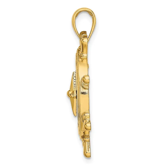 Goldia Charm Necklaces 14k Yellow Gold Ships Wheel WNautical Compass Charm