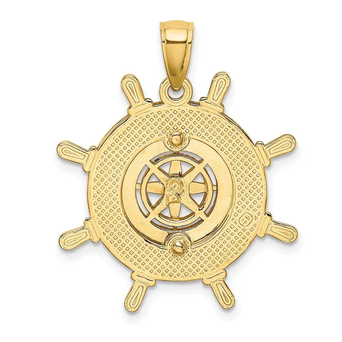 Goldia Charm Necklaces 14k Yellow Gold Ships Wheel WNautical Compass Charm