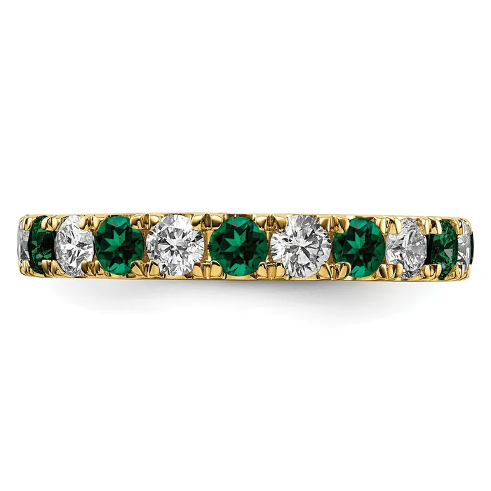 Goldia Rings 14k Yellow Gold 1 Ct Lab Grown Diamond VSSI G and Lab Created Emerald Eternity Band Ring