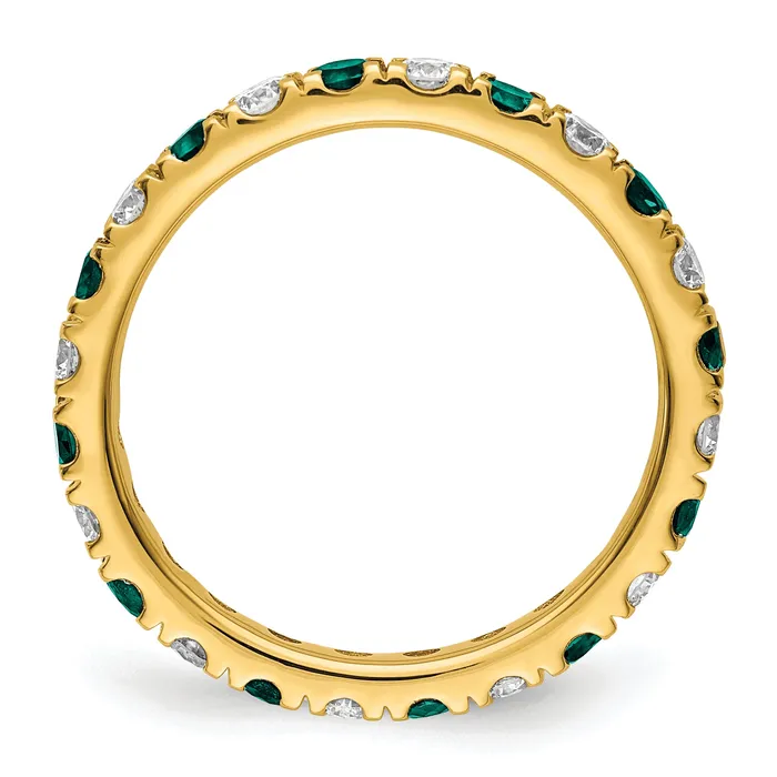 Goldia Rings 14k Yellow Gold 78 Ct Lab Grown Diamond VSSI G and Lab Created Alexandrite Eternity Band Ring