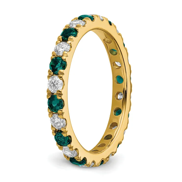 Goldia Rings 14k Yellow Gold 78 Ct Lab Grown Diamond VSSI G and Lab Created Alexandrite Eternity Band Ring