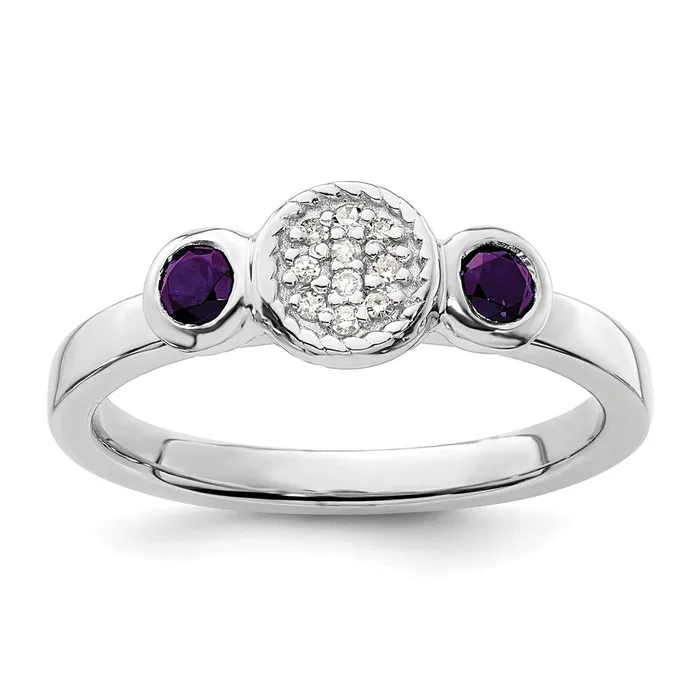 Goldia Sterling Silver Stackable Expressions Dbl Round Amethyst u0026 Dia Ring Rings Goldia Sterling Silver Stackable Expressions Dbl Round Amethyst u0026 Dia Ring Rings