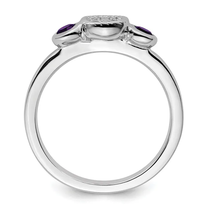 Goldia Sterling Silver Stackable Expressions Dbl Round Amethyst u0026 Dia Ring Rings