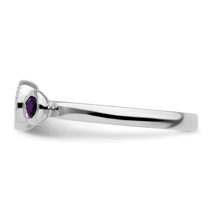 Goldia Sterling Silver Stackable Expressions Dbl Round Amethyst u0026 Dia Ring Rings
