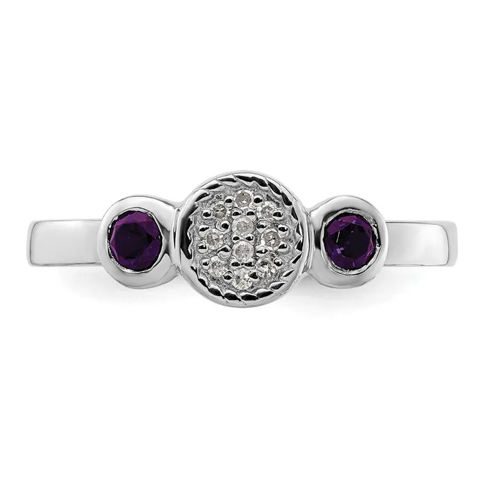 Goldia Sterling Silver Stackable Expressions Dbl Round Amethyst u0026 Dia Ring Rings