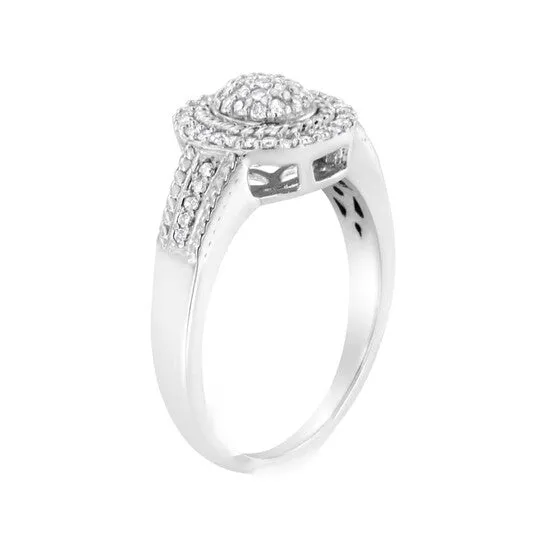 JMS always Original Haus of Brilliance 925 Sterling Silver 13 Cttw Pave Set RoundCut Diamond Braided Halo Cocktail Ring IJ Color I2I3 Clarity Rings