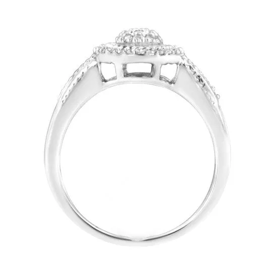 JMS always Original Haus of Brilliance 925 Sterling Silver 13 Cttw Pave Set RoundCut Diamond Braided Halo Cocktail Ring IJ Color I2I3 Clarity Rings