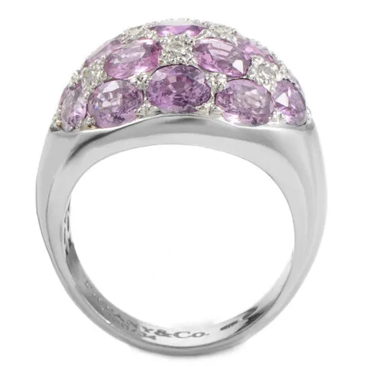 JMS always Rings Original PreOwned Tiffany Co 18K White Gold Pink Tourmaline Diamond Dome Ring JMS always Rings Original PreOwned Tiffany Co 18K White Gold Pink Tourmaline Diamond Dome Ring