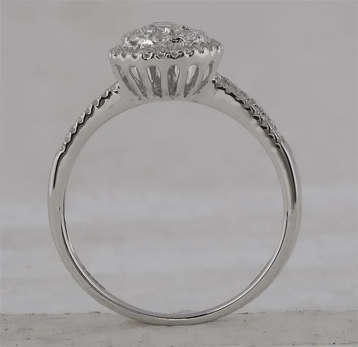Rings gndatlanta 14k White Gold Round Diamond Cluster Pear Bridal Engagement Ring 34 Ctw