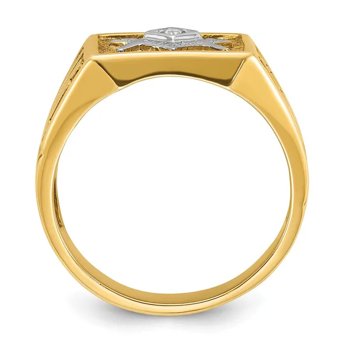 Rings Goldia 14k Yellow u0026 Rhodium Gold Mens Polished and Textured Blue Lodge Master Masonic Ring Mounting