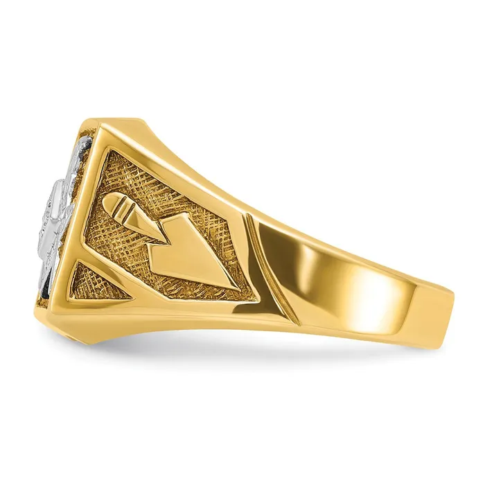 Rings Goldia 14k Yellow u0026 Rhodium Gold Mens Polished and Textured Blue Lodge Master Masonic Ring Mounting