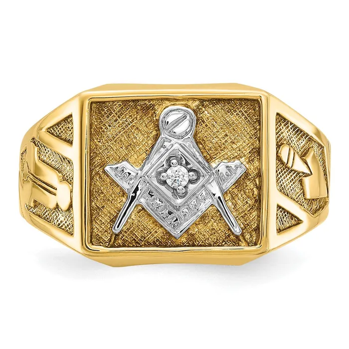 Rings Goldia 14k Yellow u0026 Rhodium Gold Mens Polished and Textured Blue Lodge Master Masonic Ring Mounting