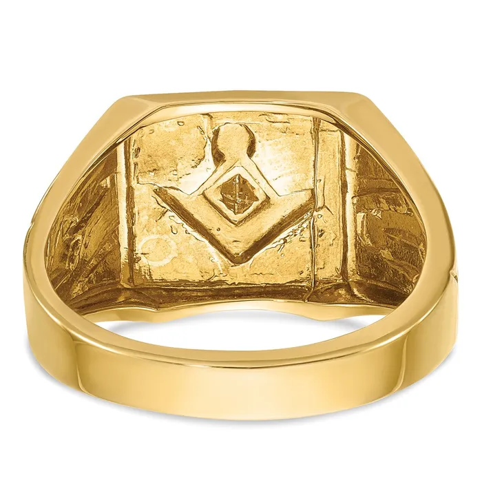 Rings Goldia 14k Yellow u0026 Rhodium Gold Mens Polished and Textured Blue Lodge Master Masonic Ring Mounting