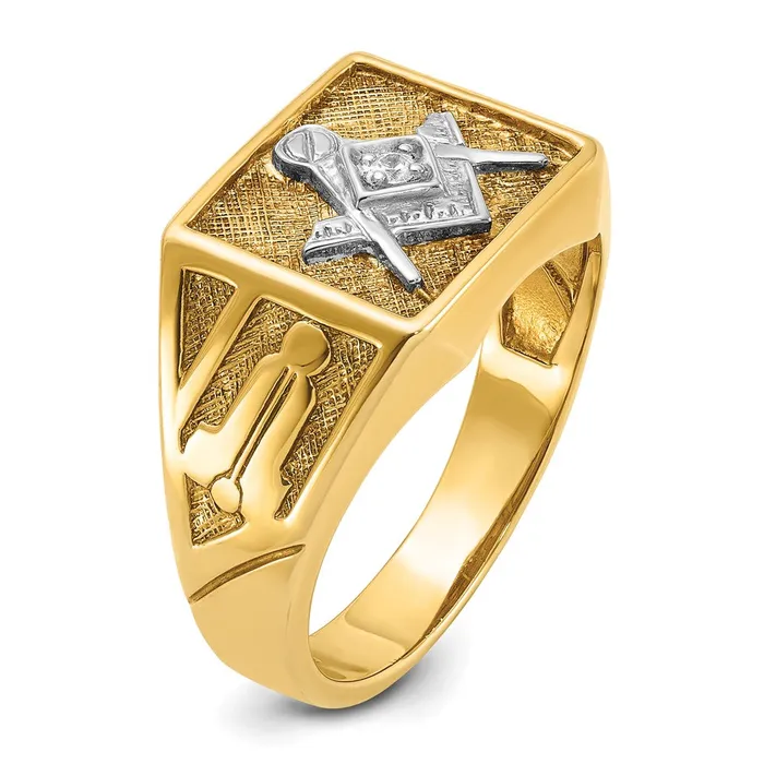 Rings Goldia 14k Yellow u0026 Rhodium Gold Mens Polished and Textured Blue Lodge Master Masonic Ring Mounting