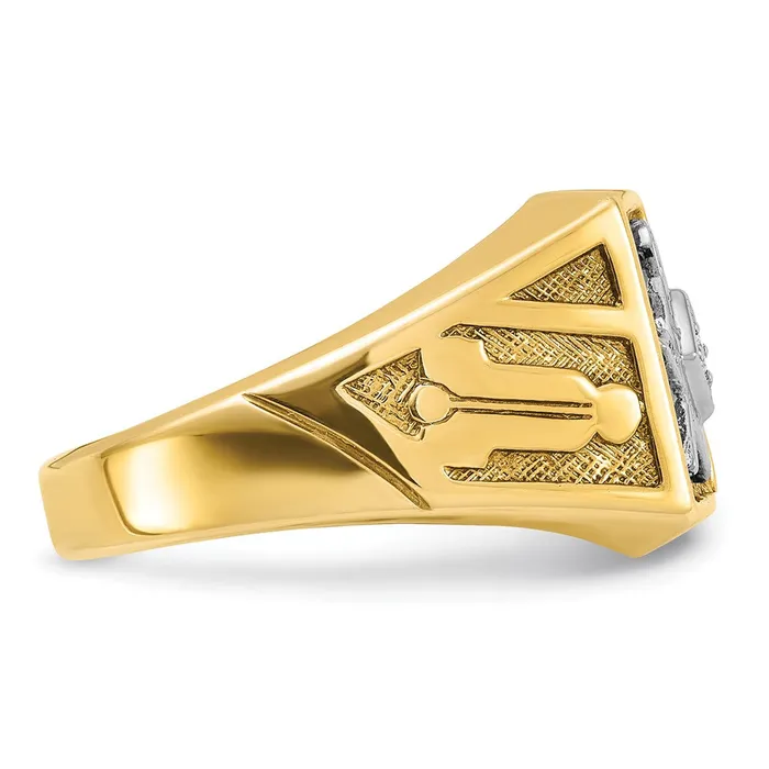 Rings Goldia 14k Yellow u0026 Rhodium Gold Mens Polished and Textured Blue Lodge Master Masonic Ring Mounting