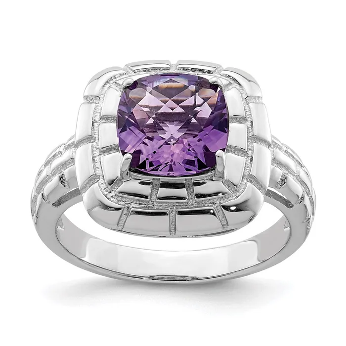 Rings Goldia Sterling Silver Rhodiumplated CheckerCut Amethyst Ring