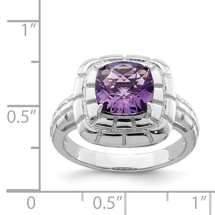 Rings Goldia Sterling Silver Rhodiumplated CheckerCut Amethyst Ring