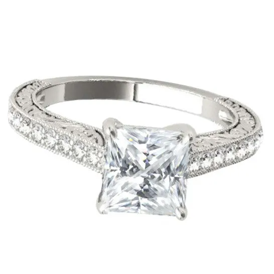 Rings JMS always Original Maulijewels 150 Carat Princess Cut Moissanite And Natural Round White Diamond Engagement Womens Rings In 10K White Gold Rings JMS always Original Maulijewels 150 Carat Princess Cut Moissanite And Natural Round White Diamond Engagement Womens Rings In 10K White Gold