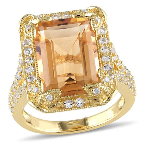Rings Original Amour Yellow Silver 004 CT Diamond TW And 7 35 CT TGW Citrine White Topaz Fashion Ring JMS always Rings Original Amour Yellow Silver 004 CT Diamond TW And 7 35 CT TGW Citrine White Topaz Fashion Ring JMS always