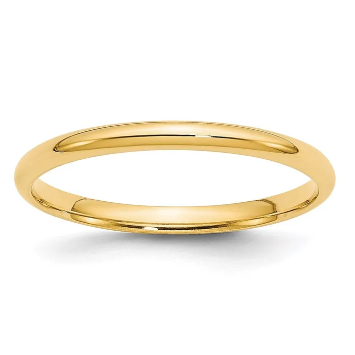Rings Solid 14K Yellow Gold 2mm Light Weight Comfort Fit MensWomens Wedding Band Ring Size 125 Goldia