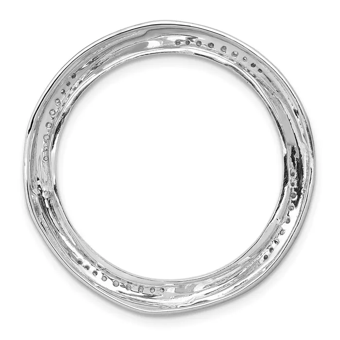 Solid 14k White Gold 15ct Simulated CZ Fancy Twist Circle Chain Slide Goldia Rings