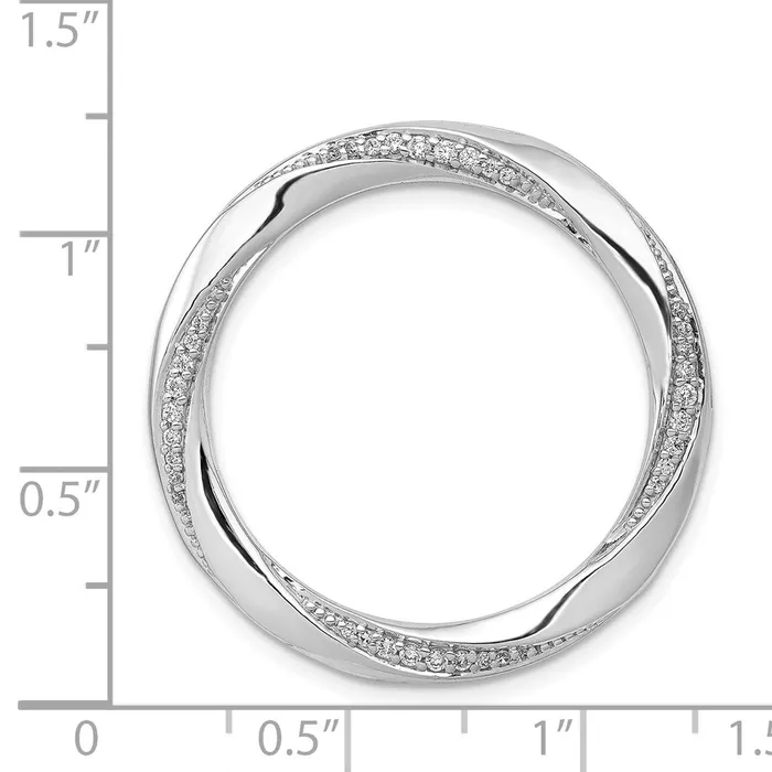 Solid 14k White Gold 15ct Simulated CZ Fancy Twist Circle Chain Slide Goldia Rings