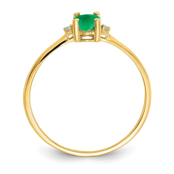 Solid 14k Yellow Gold Simulated CZ Emerald Birthstone Ring Goldia Rings