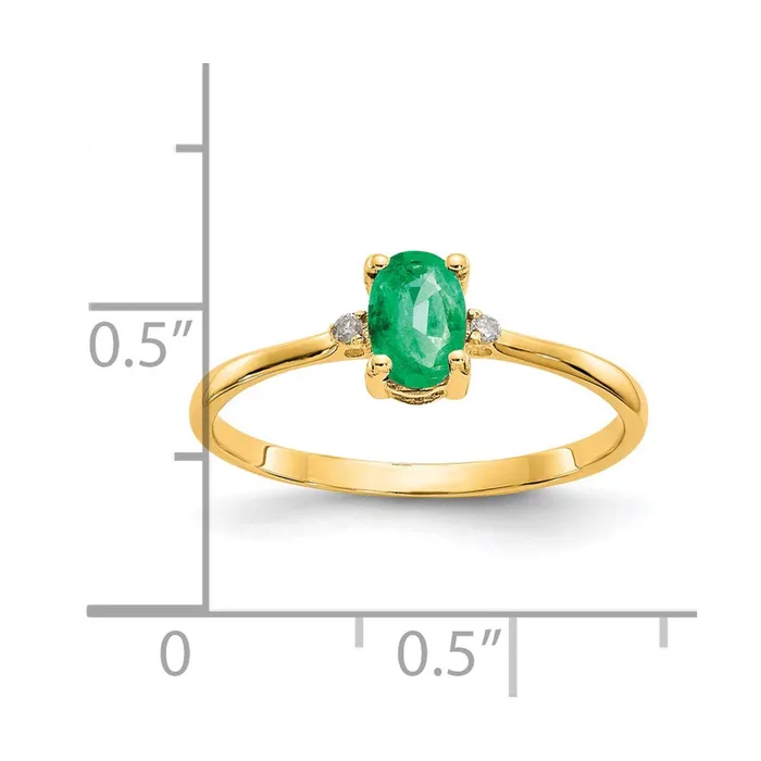 Solid 14k Yellow Gold Simulated CZ Emerald Birthstone Ring Goldia Rings
