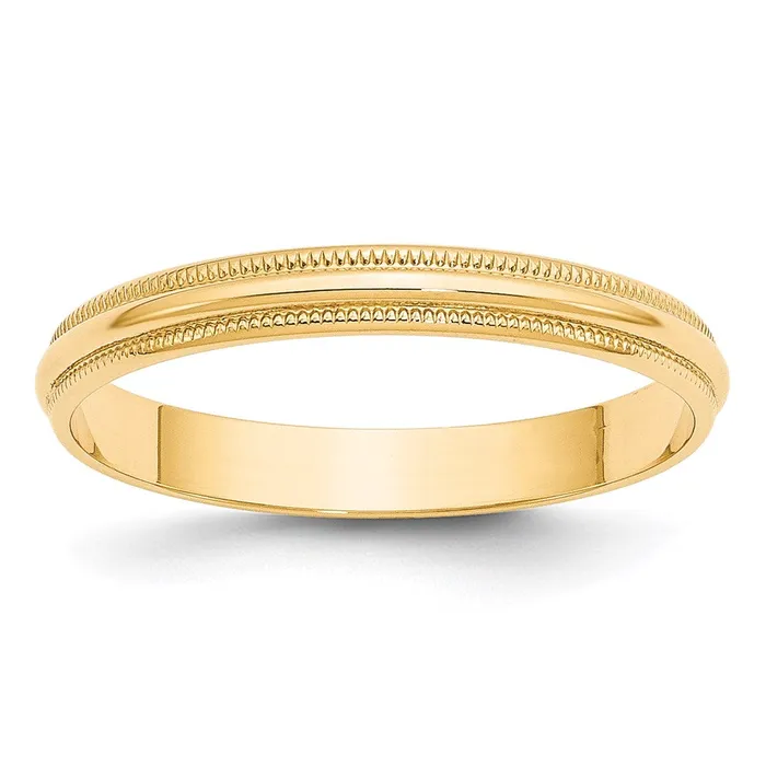 Solid 18K Yellow Gold 3mm Light Weight Milgrain Half Round MensWomens Wedding Band Ring Size 85 Goldia Rings Solid 18K Yellow Gold 3mm Light Weight Milgrain Half Round MensWomens Wedding Band Ring Size 85 Goldia Rings
