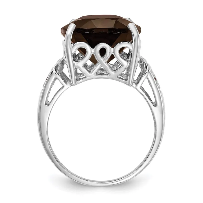 Sterling Silver Rhodium Smoky Quartz u0026 Natural Diamond Gemstone Birthstone Ring Fine Jewelry Gift for Her Goldia Rings Sterling Silver Rhodium Smoky Quartz u0026 Natural Diamond Gemstone Birthstone Ring Fine Jewelry Gift for Her Goldia Rings