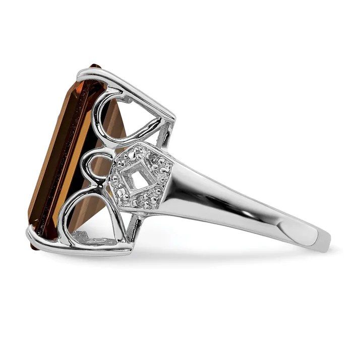 Sterling Silver Rhodium Smoky Quartz u0026 Natural Diamond Gemstone Birthstone Ring Fine Jewelry Gift for Her Goldia Rings Sterling Silver Rhodium Smoky Quartz u0026 Natural Diamond Gemstone Birthstone Ring Fine Jewelry Gift for Her Goldia Rings