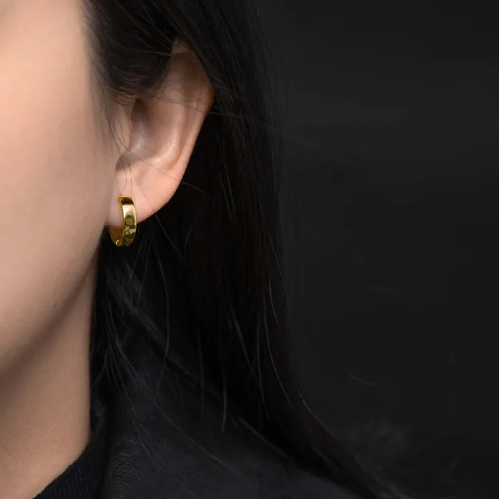 925 Silver Simple Polished Wide Circle Silver Huggie Earrings Trendolla Jewelry Earrings