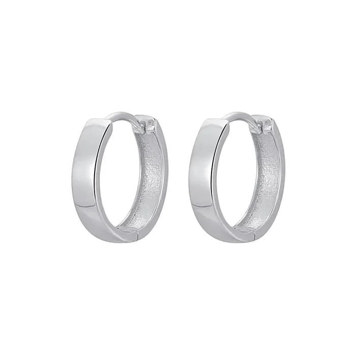 925 Silver Simple Polished Wide Circle Silver Huggie Earrings Trendolla Jewelry Earrings