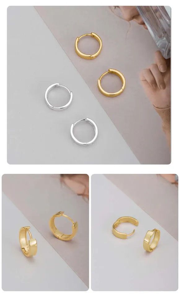 925 Silver Simple Polished Wide Circle Silver Huggie Earrings Trendolla Jewelry Earrings