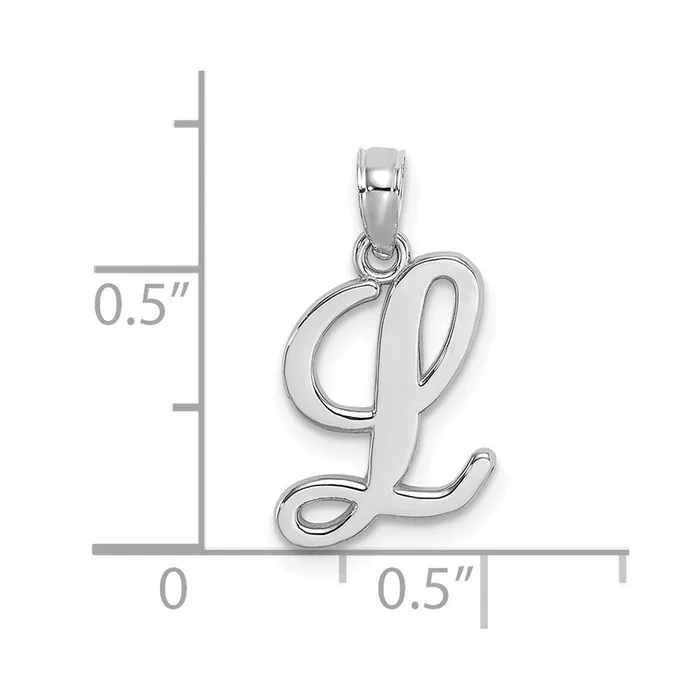 Charm Necklaces 10K White Gold Polished L Script Initial Charm TreasureFineJewelers