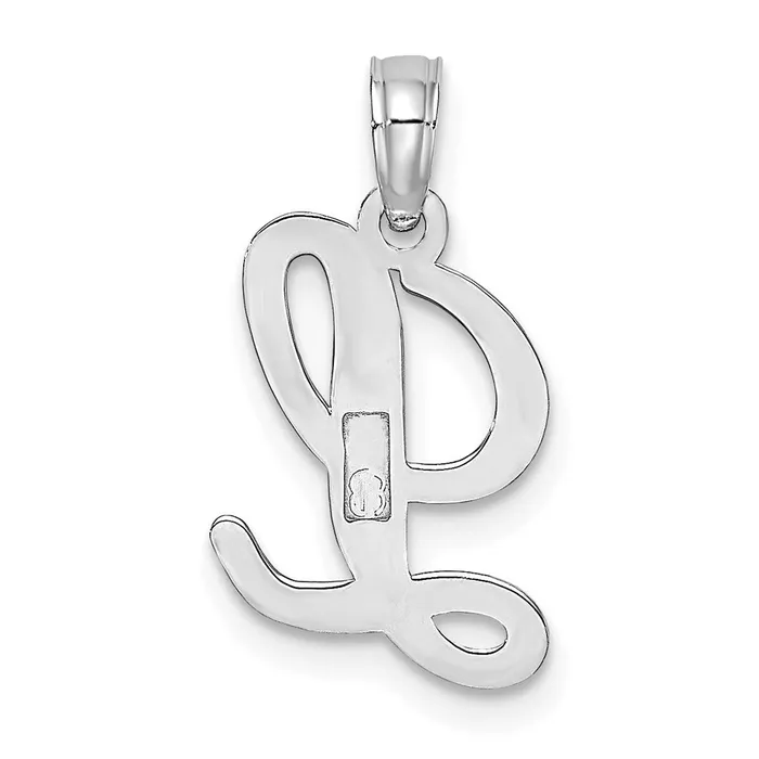 Charm Necklaces 10K White Gold Polished L Script Initial Charm TreasureFineJewelers