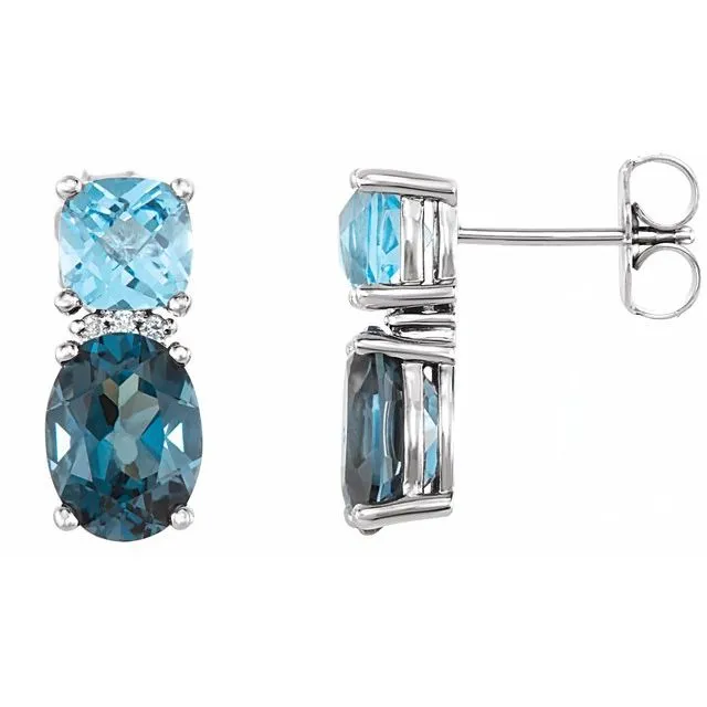 Earrings TreasureFineJewelers 14K White London Blue Topaz Swiss Blue Topaz 01 CTW Diamond Earrings Earrings TreasureFineJewelers 14K White London Blue Topaz Swiss Blue Topaz 01 CTW Diamond Earrings