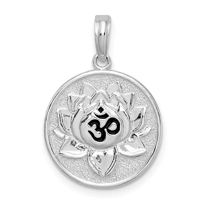 Necklaces TreasureFineJewelers Sterling Silver Polished Reversible Enameled OhmLotus Pendant