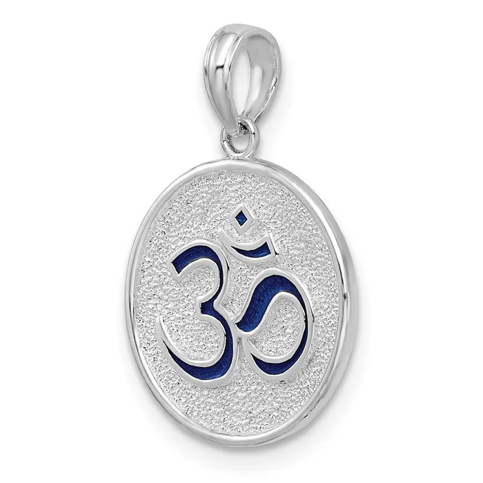 Necklaces TreasureFineJewelers Sterling Silver Polished Reversible Enameled OhmLotus Pendant