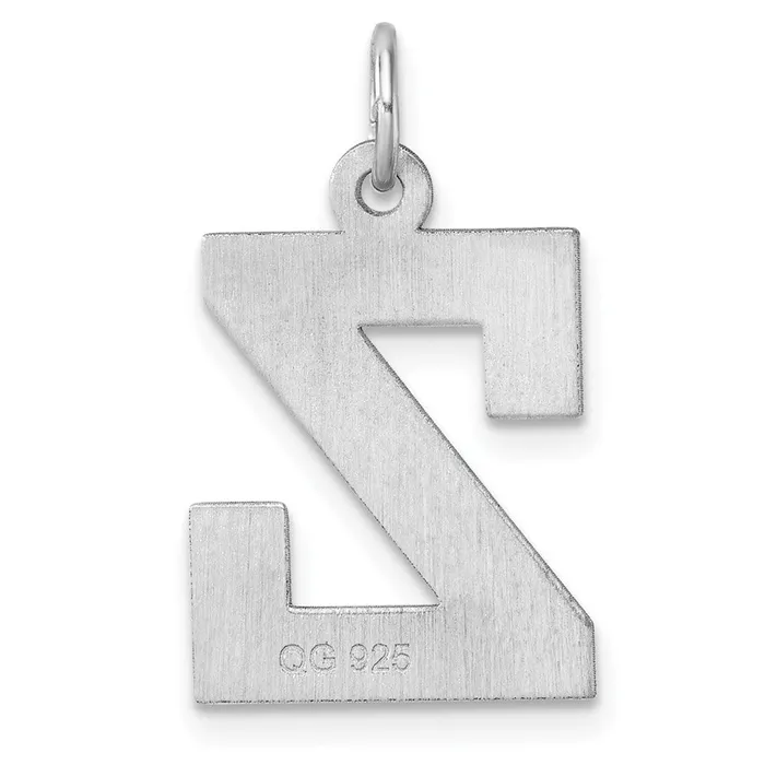 Rings TreasureFineJewelers Large Sterling Silver Rhodiumplated Block Letter Z Initial Charm