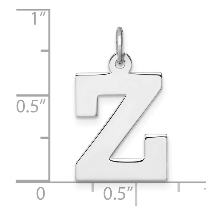 Rings TreasureFineJewelers Large Sterling Silver Rhodiumplated Block Letter Z Initial Charm