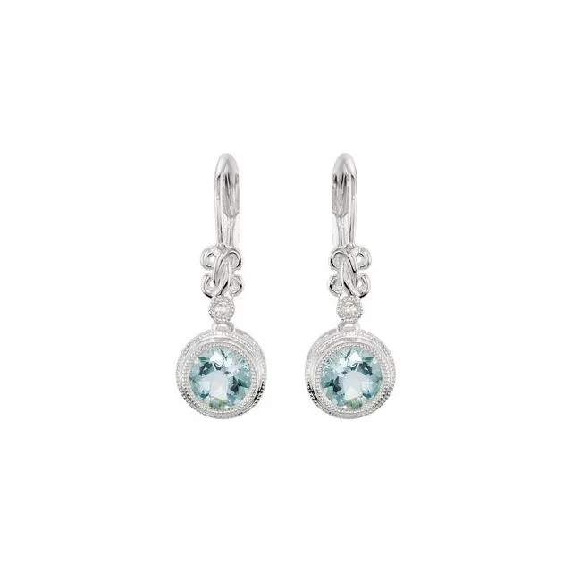 Sterling Silver Aquamarine 02 CTW Diamond Earrings TreasureFineJewelers Earrings Sterling Silver Aquamarine 02 CTW Diamond Earrings TreasureFineJewelers Earrings