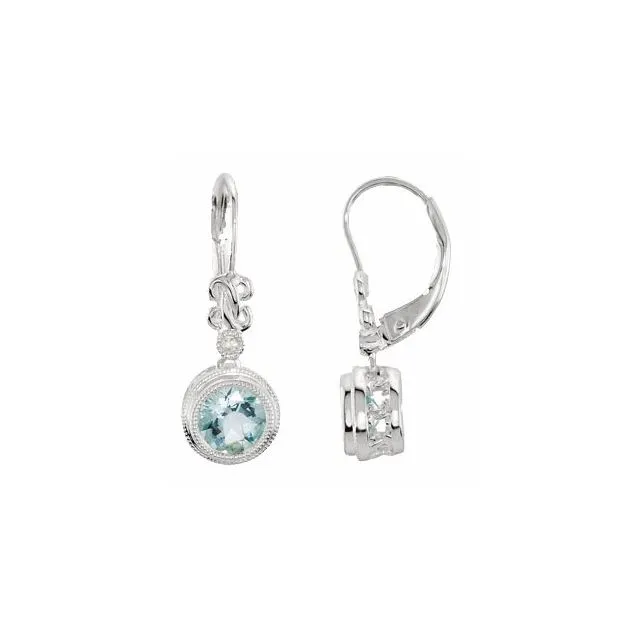 Sterling Silver Aquamarine 02 CTW Diamond Earrings TreasureFineJewelers Earrings