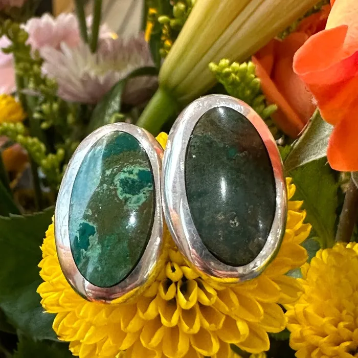 Sterling Silver Moss Agate Earrings 21000922 ONeills Estate Jewelry Earrings Sterling Silver Moss Agate Earrings 21000922 ONeills Estate Jewelry Earrings