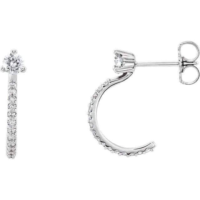 TreasureFineJewelers 14K White 13 CTW Diamond Hoop Earrings Earrings